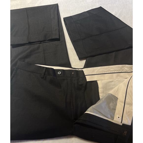 Hart Schaffner Marx 46L 40x33 Solid Dark Charcoal Gray Nailhead Quality Suit USA - Picture 6 of 16